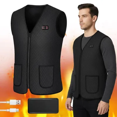 Produktbild von Beheizbare Weste für Damen und Herren – leichte Outdoor-Weste, schwarz; beheizbare Weste; USB-beheizte Jacke; Weste; wärmende Winterweste