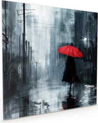 Produktbild von Küchenrückwand Spritzschutz Glas mit Motiv Regenschirm im Regen 40 x 40 cm