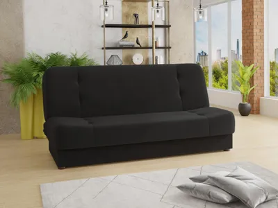 Produktbild von Schlafsofa Sena - Sofa mit Schlaffunktion und Bettkasten, Velours Stoff, Bettsofa mit Bonell-Federkern, Couch (Schwarz (Manila 18))