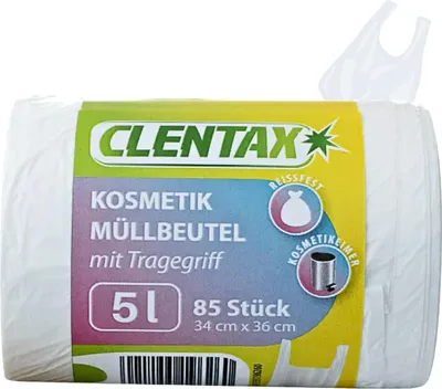 Produktbild von CLENTAX Müllbeutel 5L mit Tragegriff 85 St Reissfest Tropfsicher