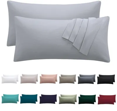 Productafbeelding van Kussensloop, 50x70 cm, set van 2, grijs, 100% microvezel