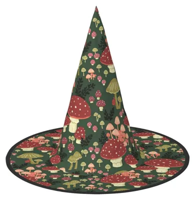 Immagine prodotto di Cappello da strega con stampa di funghi, ideale per feste