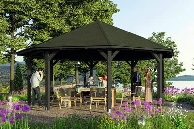 Produktbild von Pavillon SKAN HOLZ Nice 4 Leimholz Ø 630 cm anthrazit