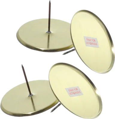Adventskranzstecker ohne Dorn - Adventskerzenhalter - Metall - H: 4,5cm - D: 8cm - gold - 4er Set