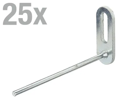 Zdjęcie produktu dla Alberts 862169 Haczyki do płyt perforowanych, proste, cynkowane galwanicznie na niebiesko, głębokość haczyka 80 mm, stal okrągła Ø4 mm, zestaw 25 sztuk