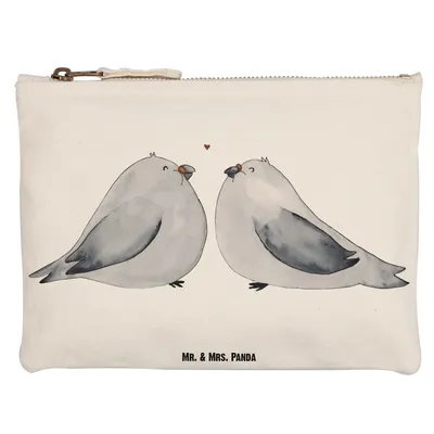 Produktbild von Mr. & Mrs. Panda kosmetiktäschchen Turteltauben Liebe Grösse XL Große - Weiß - Geschenk, Jahrestag, Pouch, Freundin, Etui, Kulturbeutel, Hochzeit, beauty case, Mäppchen