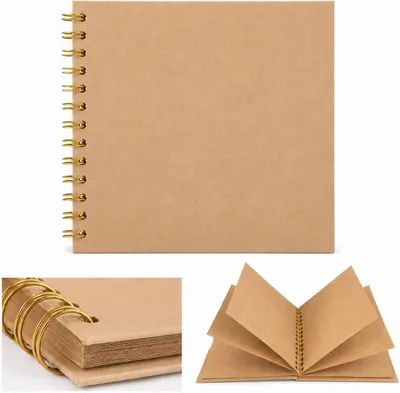 Imagen del producto de Álbum de fotos de tapa dura, hecho a mano, con 40 páginas de papel kraft, ideal para viajes de bodas, color marrón