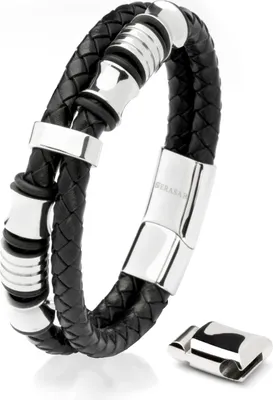 Produktbild von SERASAR | Herrenarmband [Spirit] mit Edelstahlringen für Männer mit Magnetverschluss | Farbe: Silber | Länge: 20cm
