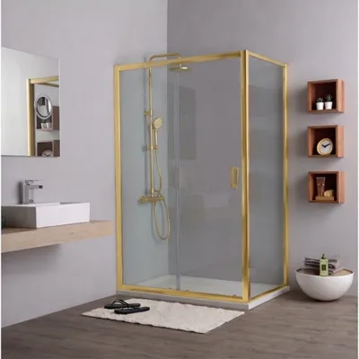 Immagine prodotto di Porta doccia nicchia oro spazzolato 100 cm + lato fisso 80 cm | City