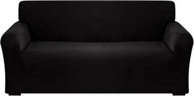 Productafbeelding van Zitkussenhoes - 190-230 cm - Machinewasbaar - Elastisch - Geschikt voor 3-zitsbanken - Bankbeschermer - Zitdiepte - Zwart - Elastisch