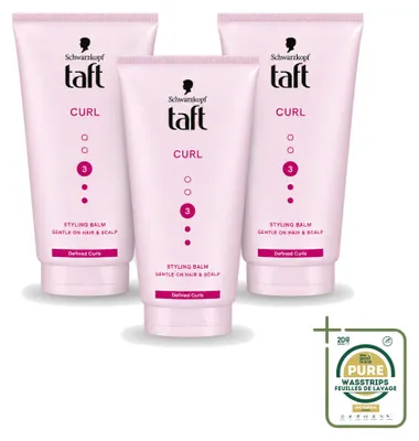 Productafbeelding van 3 x Taft Styling Balm Curl - voor gedefinieerde krullen - 150 ml - Voordeelverpakking - 3 stuks
