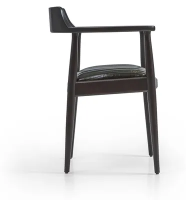 Produktbild von Esszimmer Design Stuhl mit Armlehnen Neu Möbel Sitz Schwarz Holzstuhl