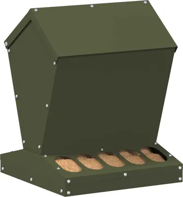 Image de vidaXL Nourrisseur pour poules Olive Vert 30 x 30 x 39 cm Acier laminé à froid