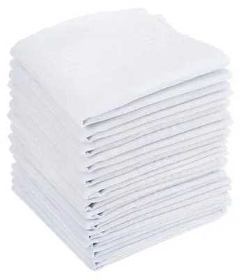 Productafbeelding van Unyqoos® 15-delige set klassieke witte katoenen zakdoekjes, 40 x 40 cm, zijdezacht en absorberend, met subtiele strepen – geschikt voor heren en dames, ideaal als zakdoek