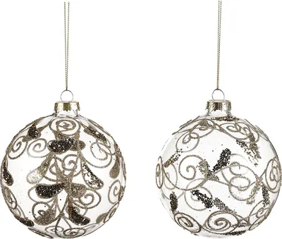 Produktbild von Goodwill Weihnachtskugel aus Glas Weiß-Gold 10 cm Sonderangebot sortiert pro 2 Stück