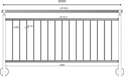 Produktbild von TIBU Geländer Edelstahl Balkongeländer Treppengeländer 0,8-6m senkrechte Streben seitliche Montage, Länge 2050 mm