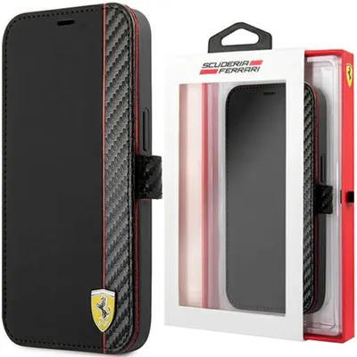 Produktbild von Ferrari Fesaxflbkp13Sbk Iphone 13 Mini 5,4"" Czarny/Schwarzes Buch Auf Der Spur Carbon Streifen