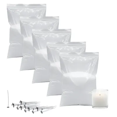 Image de 3.05 Parafin Wax en blanc - 5 Kg - Cire pour bougies avec 50 mèches (5x 1 Kg)