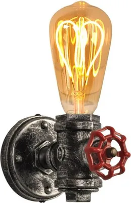 Zdjęcie produktu dla Industrialna lampa ścienna w stylu steampunk "Robinet" z rurą, E27, rustykalne złote wykończenie, lampa retro do sypialni i salonu