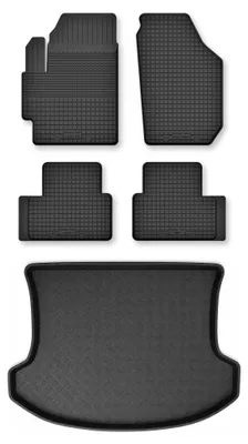 Produktbild von Gummimatten + Kofferraumwanne für Mazda CX-7 2006-2009 (Standard-Kofferraum) – Schwarz, Semi-Universal, angepasst – Wielganizator Semi-Universal