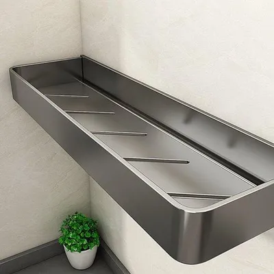 Image de Étagère murale pour salle de bain, 50 cm, sans perçage, pour WC et lavabo, à fixer au mur.