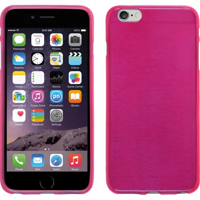 Produktbild von PhoneNatic Case kompatibel mit Apple iPhone 6 Plus / 6s Plus - pink Silikon Hülle brushed + 2 Schutzfolien