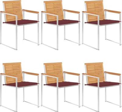 Produktbild von Gartenstühle 8 Stk. mit Kissen Massivholz Teak