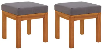 Produktbild von vidaXL Gartenhocker mit Kissen 2 Stk. 40x40x34 cm Massivholz Akazie