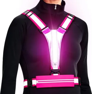 Produktbild von Reflektierende LED-Weste, Laufausrüstung, über wiederaufladbar, leuchtende Laufweste, Brust, Handyhalter für Läufer, Nachtspaziergänge, 6-11 Stunden Licht, verstellbare Taille/Schulter für