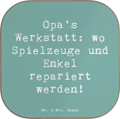 Produktbild von Mr. & Mrs. Panda Untersetzer Glas Spruch Großeltern Werkstatt - Meeresbrise - Geschenk, Enkelkinder, gläseruntersetzer, Generationen, Familienleben, Lächeln, Weisheit