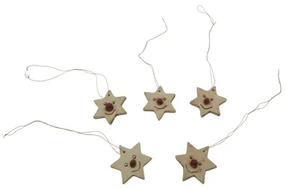 Produktbild von Deko-Anhänger Stern Smiley 5er Set