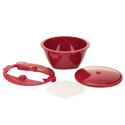 Produktbild von Börner Multimaker + Multiplate - Salatschüssel mit Deckel zum Dampfgaren - Vakuum Frischhalteschüssel, Farbe:Rot