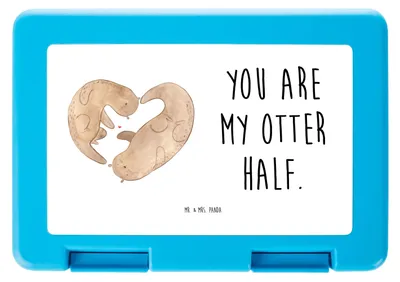 Produktbild von Mr. & Mrs. Panda Butterbrotdose Otter Herz - Weiß - Geschenk, Hochzeitstag, Bentobox, Bento Box, Paar, Vorratsdose, Vesperbox, Liebe, Snackbox