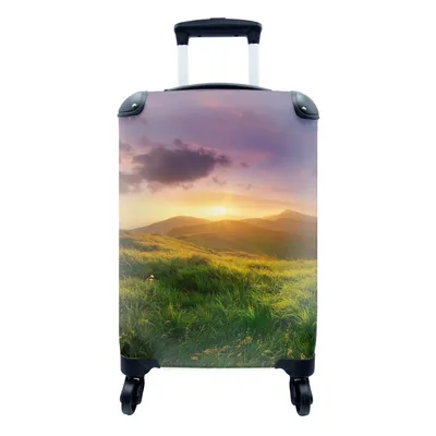 Produktbild von MuchoWow® Koffer Handgepäck Trolley Rollkoffer Kleine Reisekoffer mit 4 Rollen - Berge - Sonne - Natur - Cabin Size < 55x40x23 cm & 55x40x20 cm - Fotokoffer - Kabinenkoffer - Boardgepäck - Reise-Box - Reisekoffer - Reisegepäck - Koffer mit Bild - Trolley für Kinder