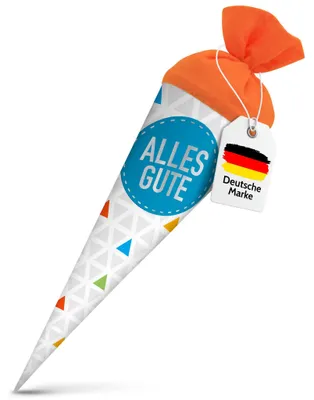 Produktbild von itenga Geschwisterschultüte 35cm Dreiecke ALLES GUTE Geschenkverpackung
