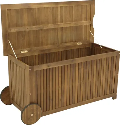 Produktbild von DEGAMO Kissenbox Gartenbox Kissentruhe NAVARRA mit Rollen, Holz Akazie