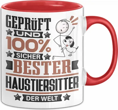 Produktbild von Haustiersitter Geschenk Lustiger Spruch für Haustiersitter Geschenkidee Bester Haustiersitter Der Welt (Rot)