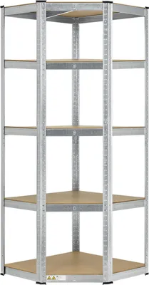Obrázek produktu pro Rohová police 21093, úložný regál, z pozinkovaného kovu, s 5 policemi, 180 x 70 x 40 cm