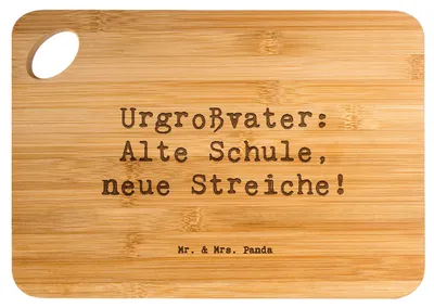 Produktbild von Mr. & Mrs. Panda Holzbrett Spruch Urgroßvater Späße - Transparent - Geschenk, Ahnen, Familie, Erbe, Frühstücksbrett, herzerwärmende Sprüche, Generationsgeschichte