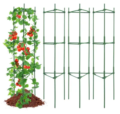 Produktbild von VEVOR 6er Set Tomatenkäfige für den Garten, 48 Zoll Tomatenspalier Pflanzenstützen, stapelbarer hoher Pflanzenstützkäfig, für Hochbeet, Gemüse, Blumen und Kletterpflanzen, 63 Zoll