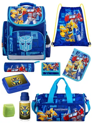 Produktbild von Ranzen-Set 9-teilig TRANSFORMERS Schulranzen-Set mit Sporttasche, Brotdose und Trinkflasche