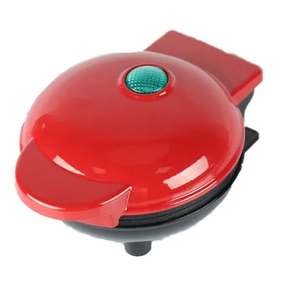 Imagen del producto de Máquina para hacer gofres AIORBER, fácil de usar, con revestimiento antiadherente, ideal para fiestas de cumpleaños infantiles, celebraciones familiares, Navidad, diseño retro, 350W, color rojo