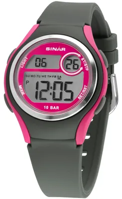 Immagine prodotto di Orologio da polso per ragazze SINAR, digitale al quarzo, cinturino in silicone, modello XE-64-8, grigio e rosa