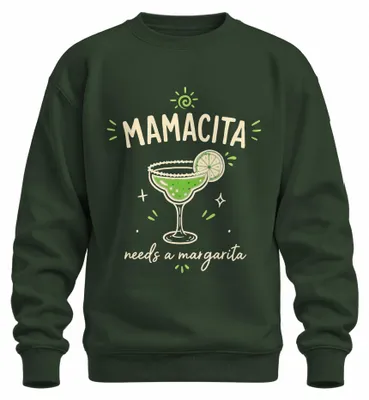 Immagine prodotto di Felpa con cappuccio "Mamacita", ideale per una festa estiva a tema cocktail, colore verde bottiglia, taglia L