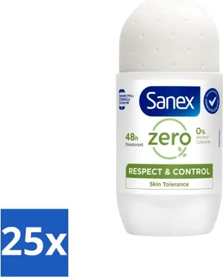 Obrázok produktu pre Sanex Deodorant Roller Zero% Normal Skin 50 ml - Hodnotné balenie - 25 kusov