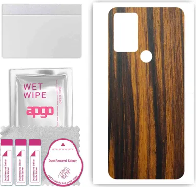 Produktbild von apgo Rückseite Schutzfolie, Skin, kompatibel mit Sharp Aquos V6 Plus, Hinten Displayschutzfolie aus Vinylfolie, kratzfest, einfache Montage - Tigerwood