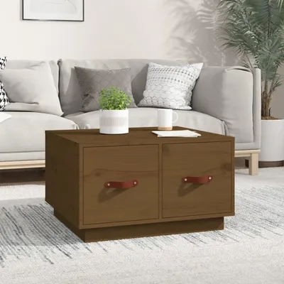 Productafbeelding van De Living Store salontafel in honingbruin, afmetingen 60x53x35 cm, gemaakt van massief grenenhout
