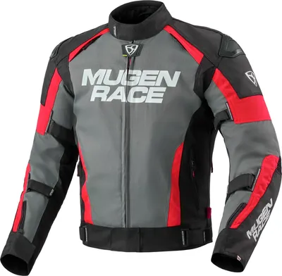 Imagen del producto de MUGENRACE, chaqueta textil impermeable para motocicleta, color gris oscuro//rojo, talla 2XL