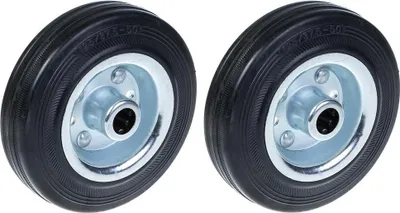 Produktbild von 125mm 5" schwarzes Gummirad mit gepresstem Stahlkern 120kg - 2er Set