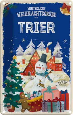 Produktbild von vianmo Blechschild 18x12 cm Weihnachtsgrüße aus TRIER Weihnachten